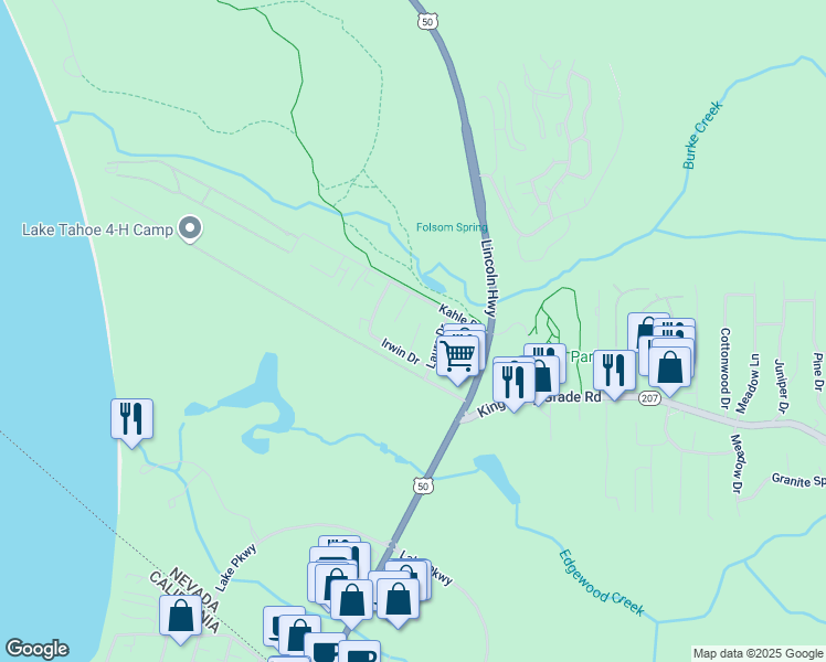 map of restaurants, bars, coffee shops, grocery stores, and more near 166 Irwin Drive in Stateline