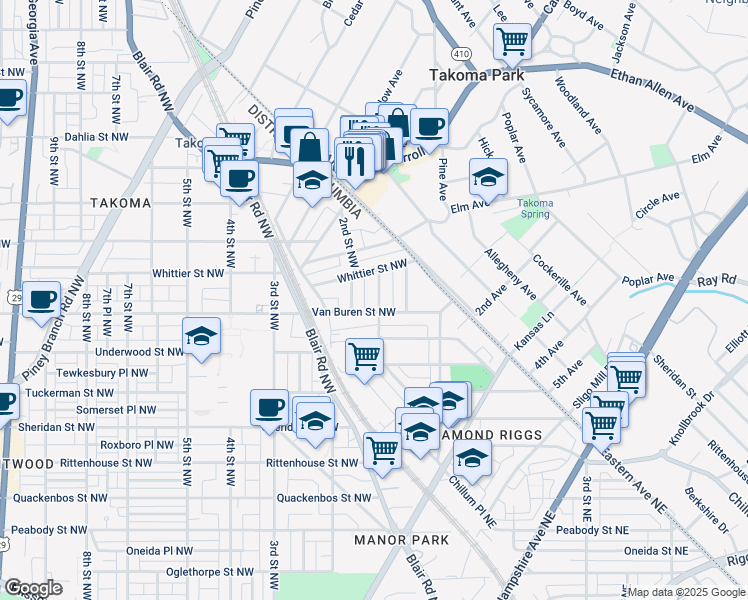 map of restaurants, bars, coffee shops, grocery stores, and more near 101 Independence Avenue Southeast in Washington