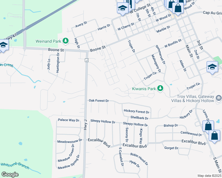 map of restaurants, bars, coffee shops, grocery stores, and more near 983 Trojan Circle in Troy