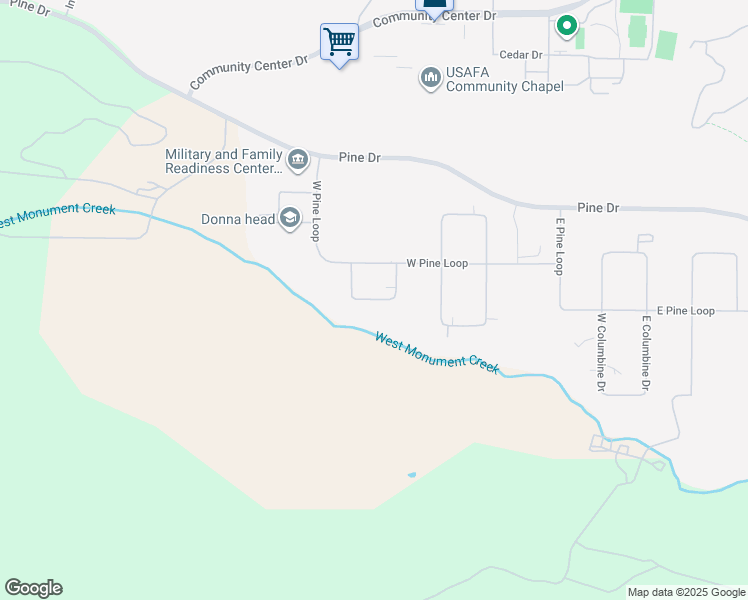 map of restaurants, bars, coffee shops, grocery stores, and more near 6301-6305 West Elderberry Drive in U.S. Air Force Academy
