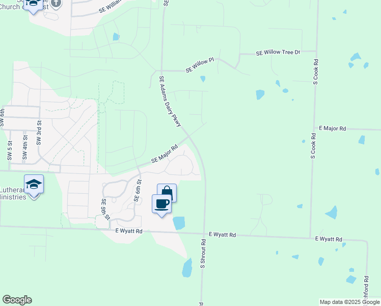 map of restaurants, bars, coffee shops, grocery stores, and more near 8112 Southeast Holly Drive in Blue Springs