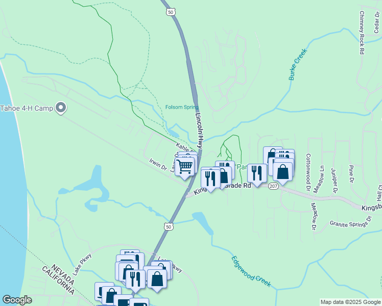 map of restaurants, bars, coffee shops, grocery stores, and more near 193 Kahle Drive in Stateline
