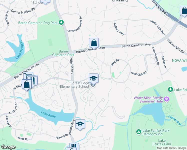 map of restaurants, bars, coffee shops, grocery stores, and more near 1478 Greenmont Court in Reston