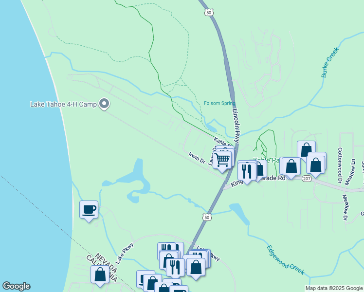 map of restaurants, bars, coffee shops, grocery stores, and more near 145 Michelle Drive in Stateline