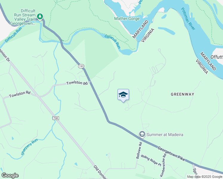 map of restaurants, bars, coffee shops, grocery stores, and more near 8540 Georgetown Pike in McLean