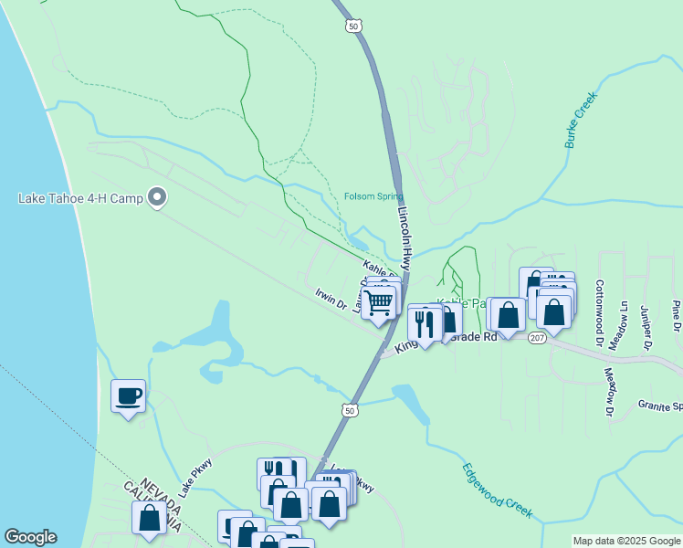 map of restaurants, bars, coffee shops, grocery stores, and more near 166 Irwin Drive in Stateline
