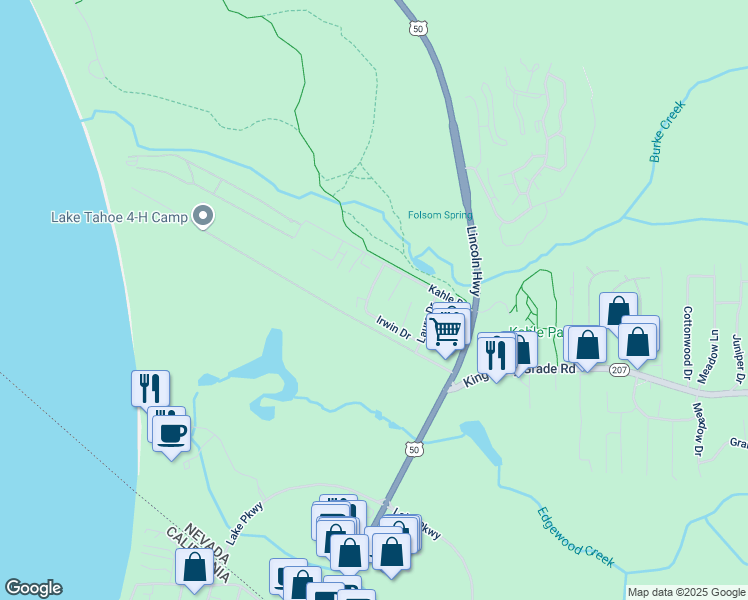 map of restaurants, bars, coffee shops, grocery stores, and more near 153 Irwin Drive in Stateline