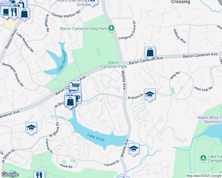 map of restaurants, bars, coffee shops, grocery stores, and more near 1405 Northgate Square in Reston
