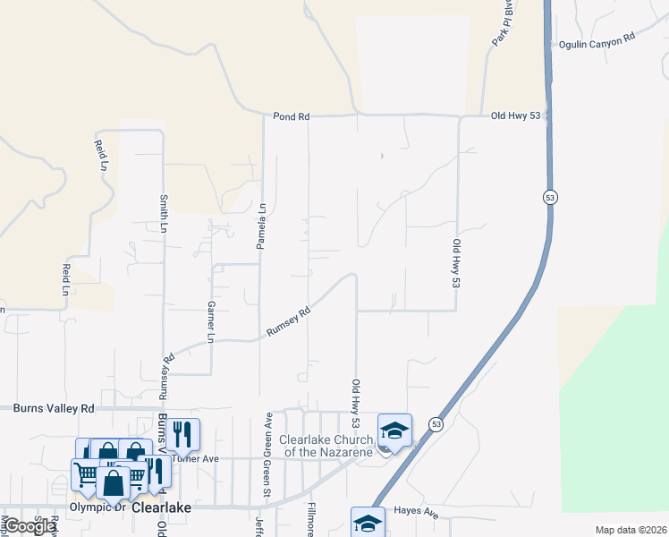 map of restaurants, bars, coffee shops, grocery stores, and more near 2908 Robin Lane in Clearlake