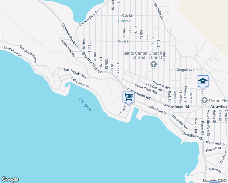 map of restaurants, bars, coffee shops, grocery stores, and more near 13338 Sampson Drive in Clearlake