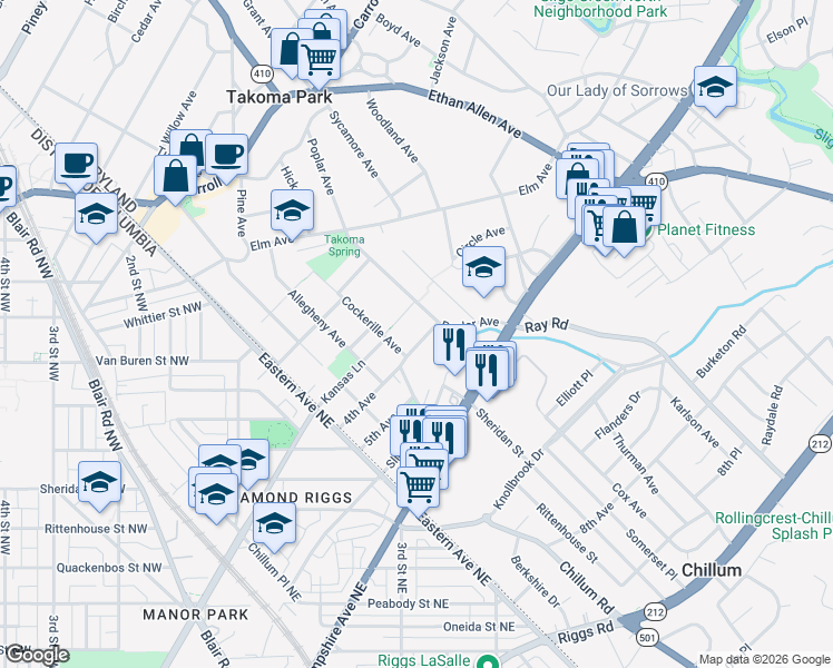 map of restaurants, bars, coffee shops, grocery stores, and more near 101 Independence Avenue Southeast in Washington