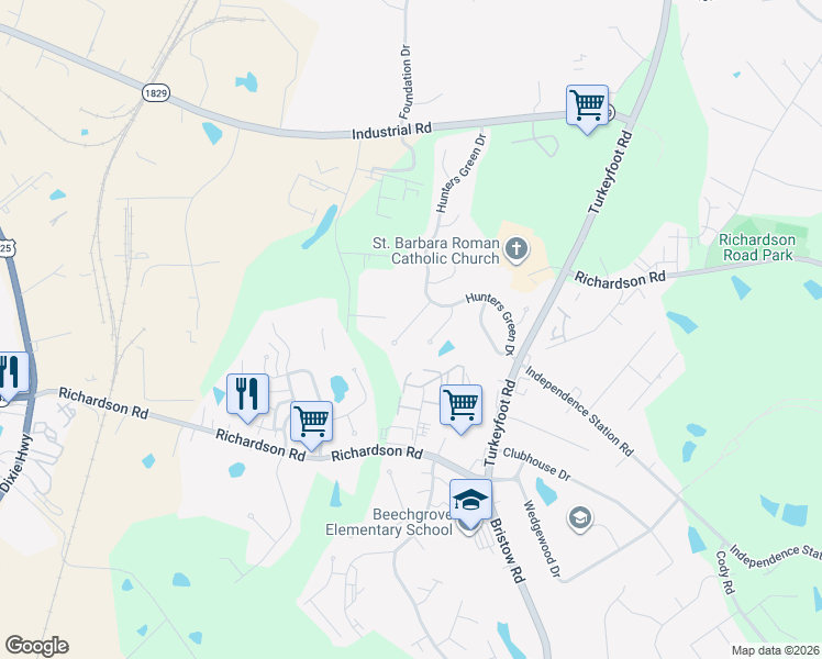 map of restaurants, bars, coffee shops, grocery stores, and more near 3910 Trappers Court in Florence