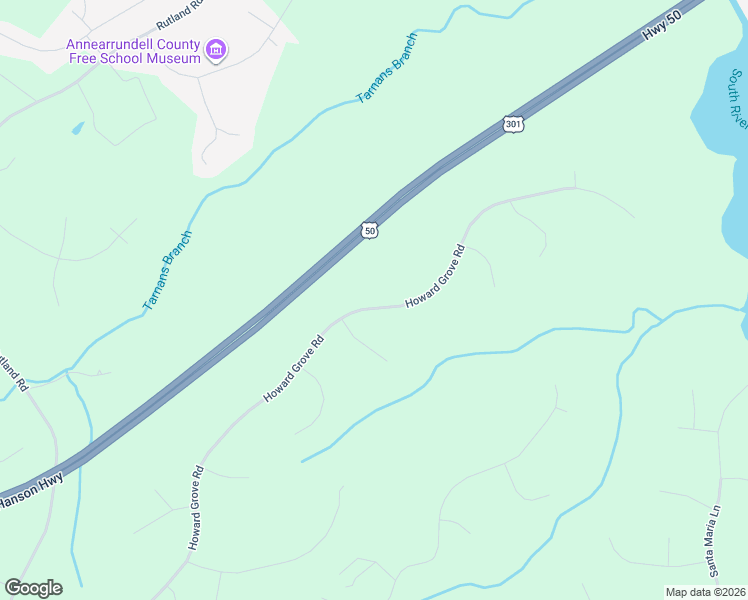 map of restaurants, bars, coffee shops, grocery stores, and more near 2602 Howard Grove Road in Davidsonville