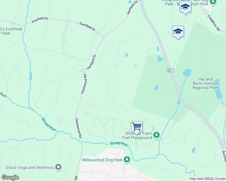 map of restaurants, bars, coffee shops, grocery stores, and more near 23359 Parkside Village Circle in Aldie