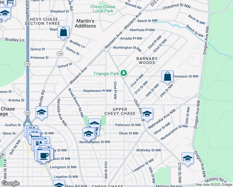 map of restaurants, bars, coffee shops, grocery stores, and more near 3214 Stephenson Place Northwest in Washington
