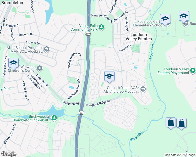 map of restaurants, bars, coffee shops, grocery stores, and more near 43031 Foxtrail Woods Terrace in Ashburn