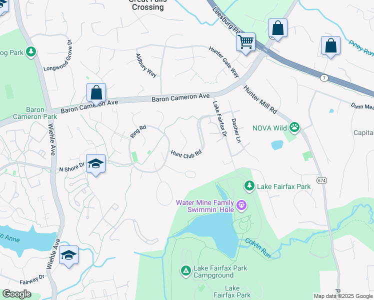 map of restaurants, bars, coffee shops, grocery stores, and more near 1337 Buttermilk Lane in Reston