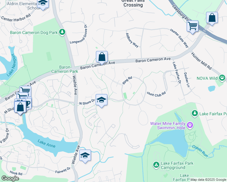 map of restaurants, bars, coffee shops, grocery stores, and more near 11035 Saffold Way in Reston