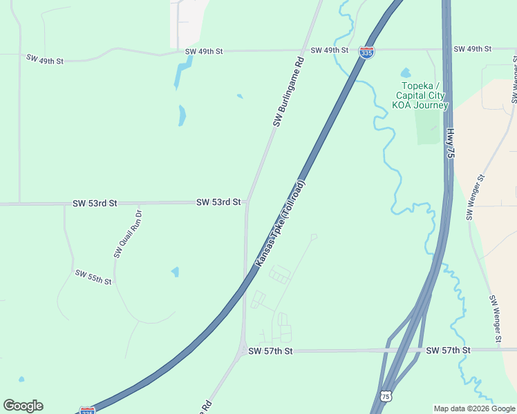 map of restaurants, bars, coffee shops, grocery stores, and more near 5142 Southwest Burlingame Road in Topeka