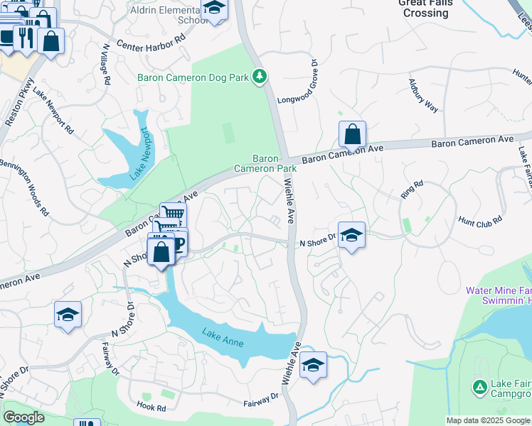 map of restaurants, bars, coffee shops, grocery stores, and more near 1439 Northgate Square in Reston