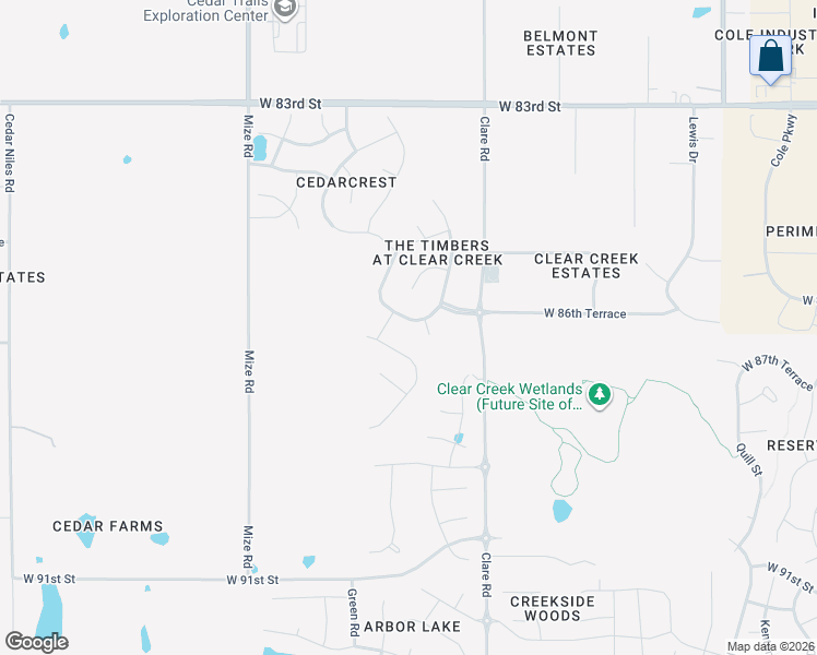 map of restaurants, bars, coffee shops, grocery stores, and more near 25011 West 86th Terrace in Lenexa