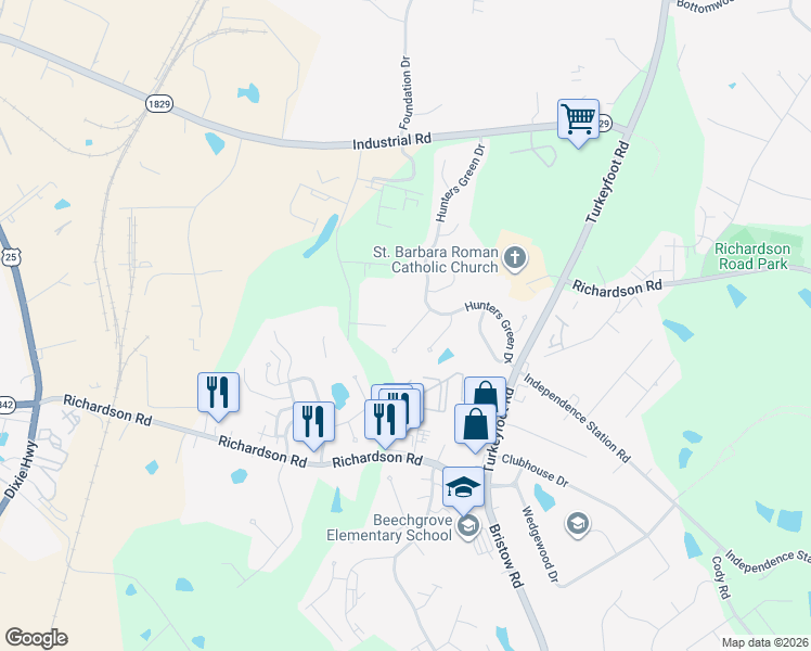map of restaurants, bars, coffee shops, grocery stores, and more near 3910 Trappers Court in Florence