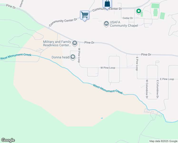 map of restaurants, bars, coffee shops, grocery stores, and more near 6301 West Elderberry Drive in Air Force Academy