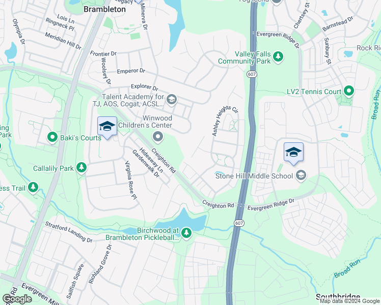 map of restaurants, bars, coffee shops, grocery stores, and more near 23333 Mount Middleton Square in Ashburn