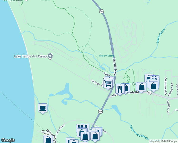map of restaurants, bars, coffee shops, grocery stores, and more near 172 Michelle Drive in Stateline