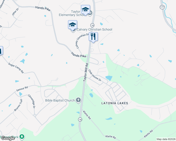 map of restaurants, bars, coffee shops, grocery stores, and more near 6017 Club House Drive in Kenton County