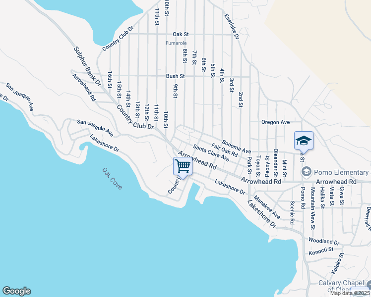 map of restaurants, bars, coffee shops, grocery stores, and more near 13479 Santa Clara Avenue in Clearlake