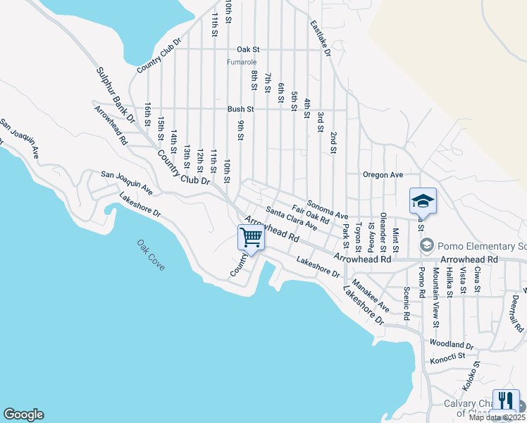 map of restaurants, bars, coffee shops, grocery stores, and more near 13479 Santa Clara Ave in Clearlake