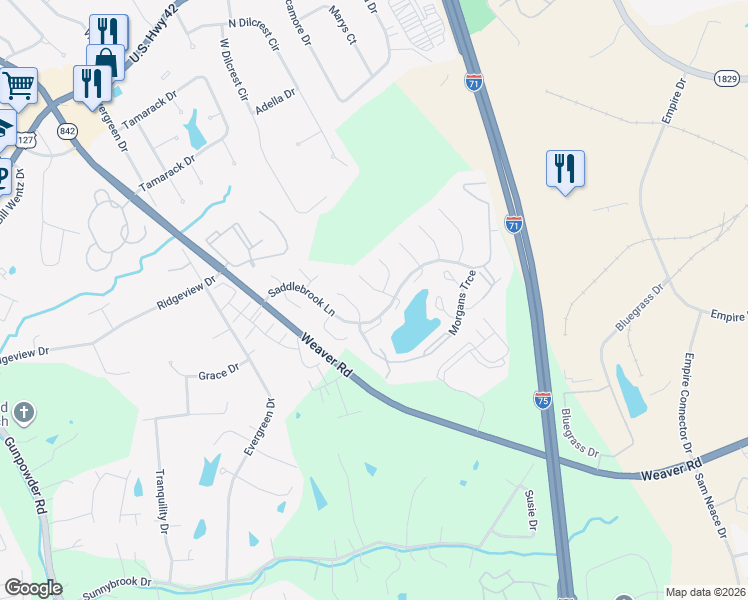 map of restaurants, bars, coffee shops, grocery stores, and more near 21 Thorne Hill Drive in Florence