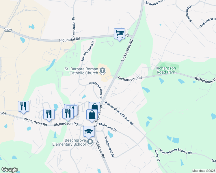map of restaurants, bars, coffee shops, grocery stores, and more near 4010 Pointer Court in Florence