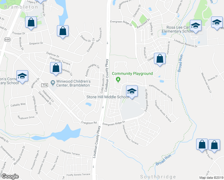 map of restaurants, bars, coffee shops, grocery stores, and more near 23328 Madison Heights Terrace in Ashburn