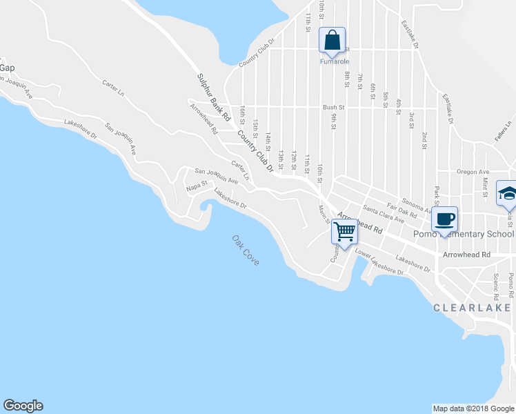 map of restaurants, bars, coffee shops, grocery stores, and more near 13150 Lakeshore Drive in Clearlake