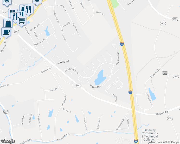 map of restaurants, bars, coffee shops, grocery stores, and more near 21 Thorne Hill Dr in Florence
