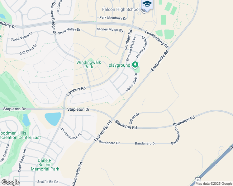 map of restaurants, bars, coffee shops, grocery stores, and more near 13631 Evening Sky Drive in Peyton