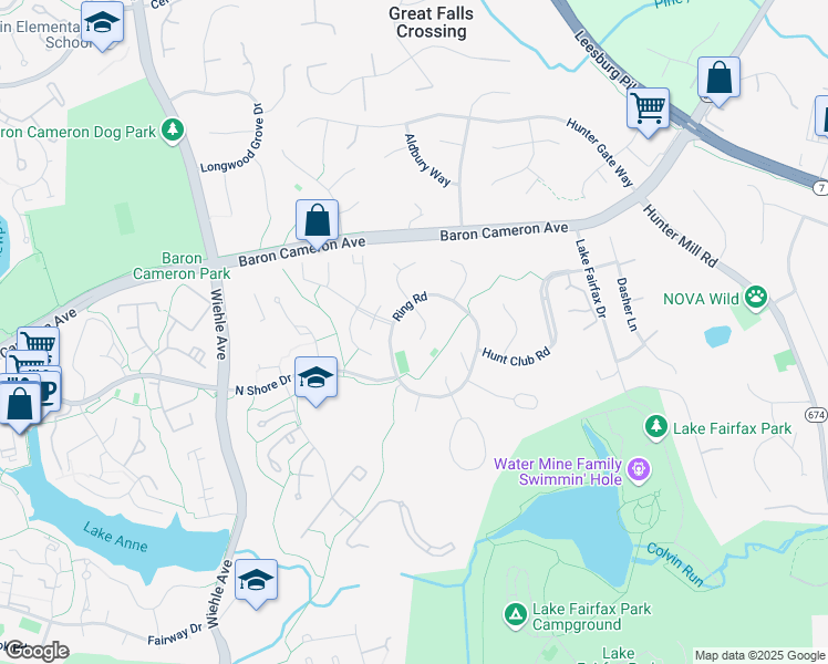 map of restaurants, bars, coffee shops, grocery stores, and more near 1330 Deep Run Lane in Reston