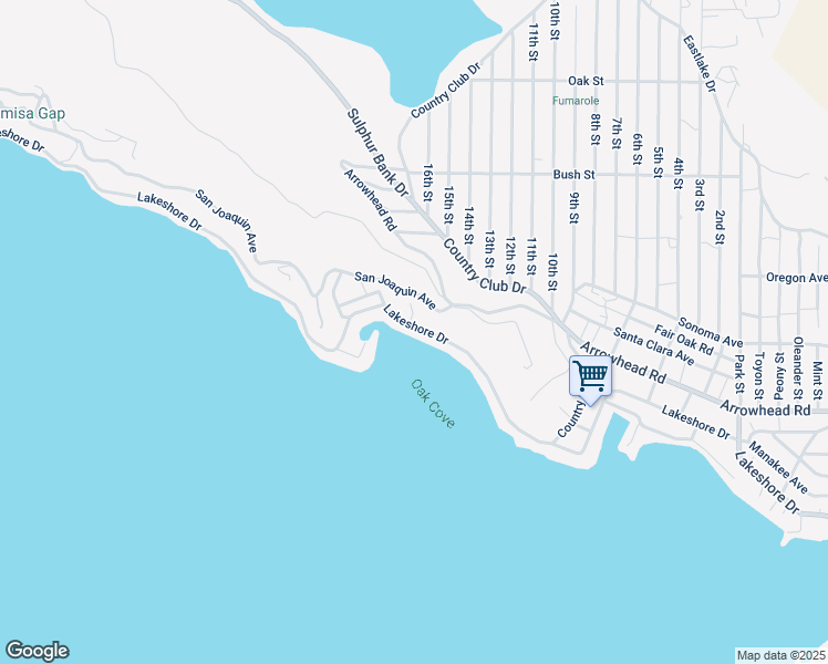 map of restaurants, bars, coffee shops, grocery stores, and more near 13091 Lakeshore Drive in Clearlake