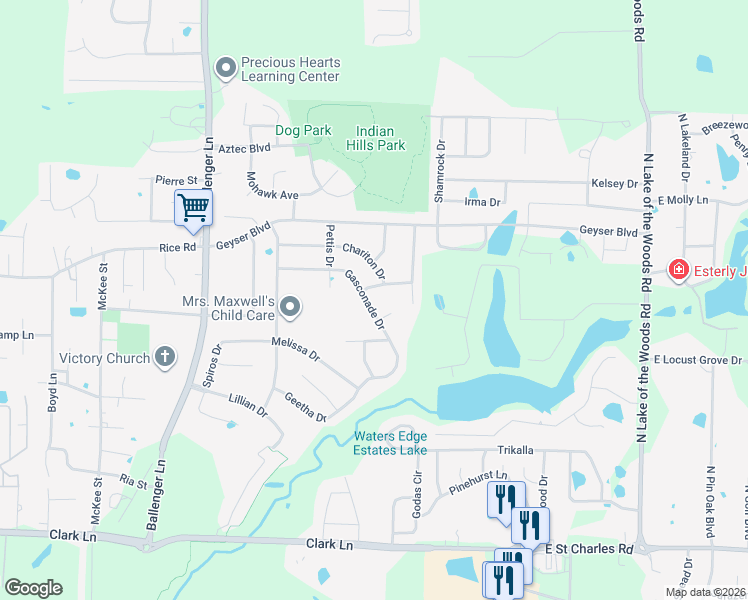 map of restaurants, bars, coffee shops, grocery stores, and more near 5209 Gasconade Drive in Columbia