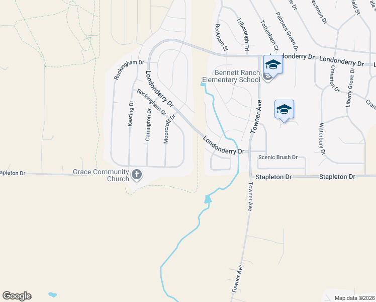 map of restaurants, bars, coffee shops, grocery stores, and more near 9316 Rockingham Drive in Peyton