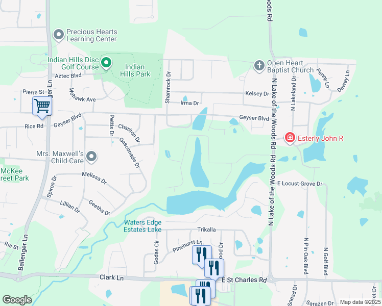 map of restaurants, bars, coffee shops, grocery stores, and more near 1955 Waterfront Drive North in Columbia