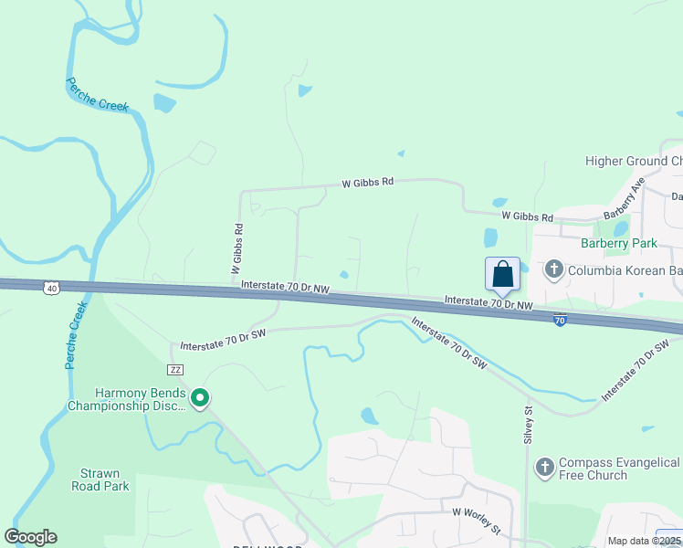 map of restaurants, bars, coffee shops, grocery stores, and more near 1435 North Dawn Drive in Columbia