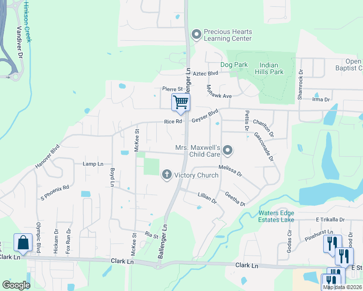 map of restaurants, bars, coffee shops, grocery stores, and more near 2103 North Ballenger Lane in Columbia