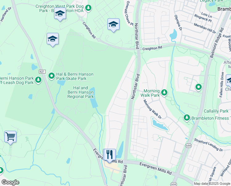 map of restaurants, bars, coffee shops, grocery stores, and more near 23321 Tradewind Drive in Ashburn