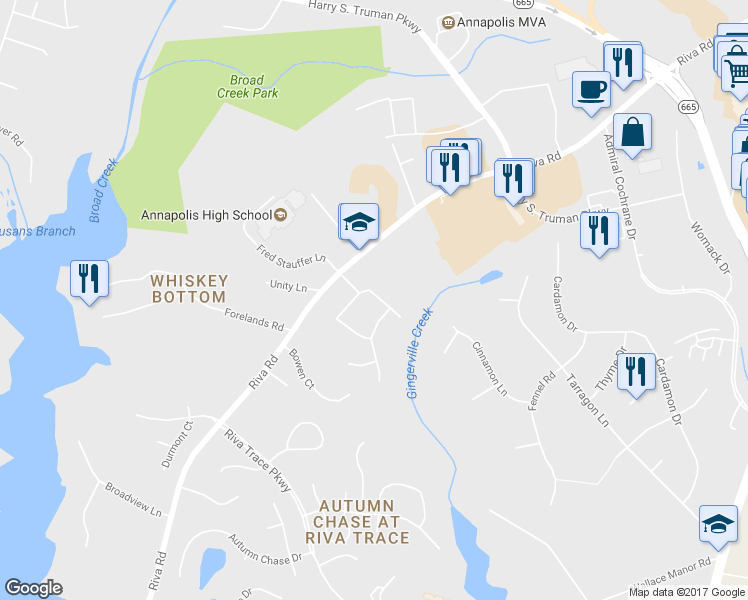 map of restaurants, bars, coffee shops, grocery stores, and more near 103 Speicher Dr in Annapolis