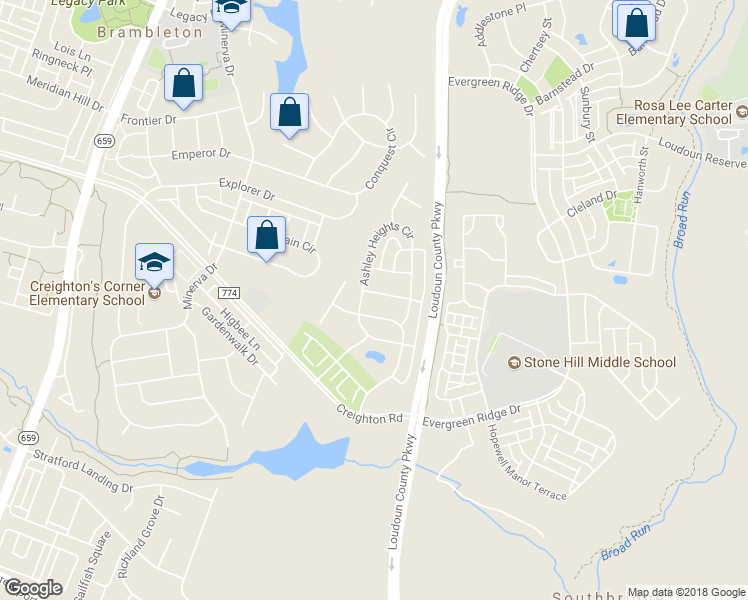 map of restaurants, bars, coffee shops, grocery stores, and more near 42891 Arcola Grove Drive in Ashburn