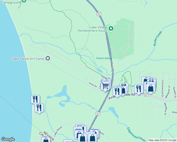 map of restaurants, bars, coffee shops, grocery stores, and more near 149 Kahle Drive in Stateline
