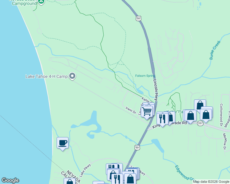 map of restaurants, bars, coffee shops, grocery stores, and more near 137 Kahle Drive in Stateline